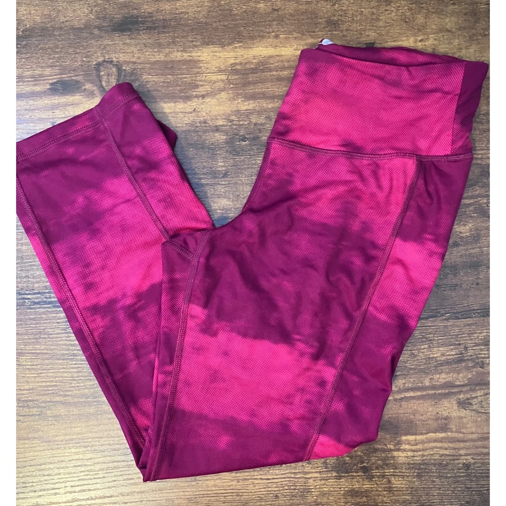 Old Navy Active Pink Burgundy Abstract Dot Print Leggings Medium Tall MT